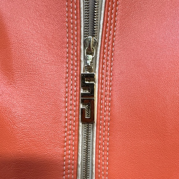 St. John Sport by Marie Gray Orange Lamb Leather Jacket with Gold Accents - Picture 4 of 12